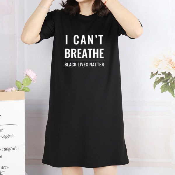 

summer womens letter print dress 2020 new arrival i can't breathe dresses letters black lives matters fashion resist new clothing, Black;gray