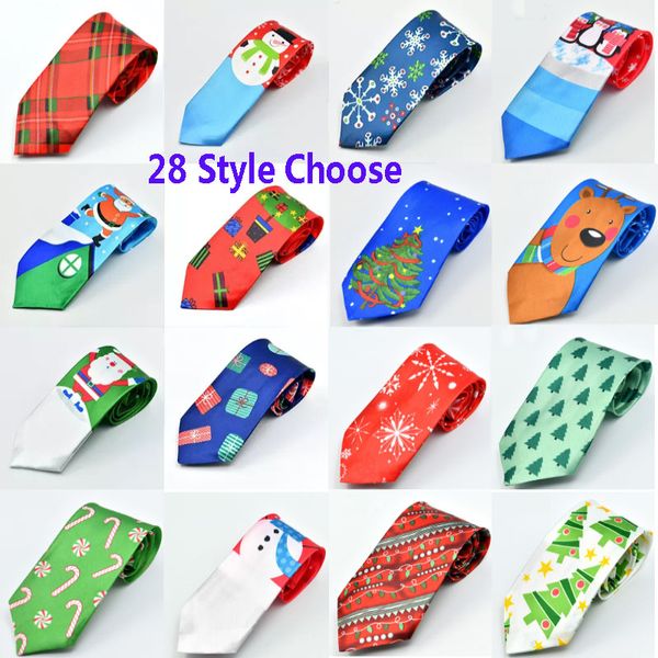 

christmas neck tie for santa claus snowman reindeer christmas tree new men women print party dress up tie xmas decoration 28 styles hh7-1932