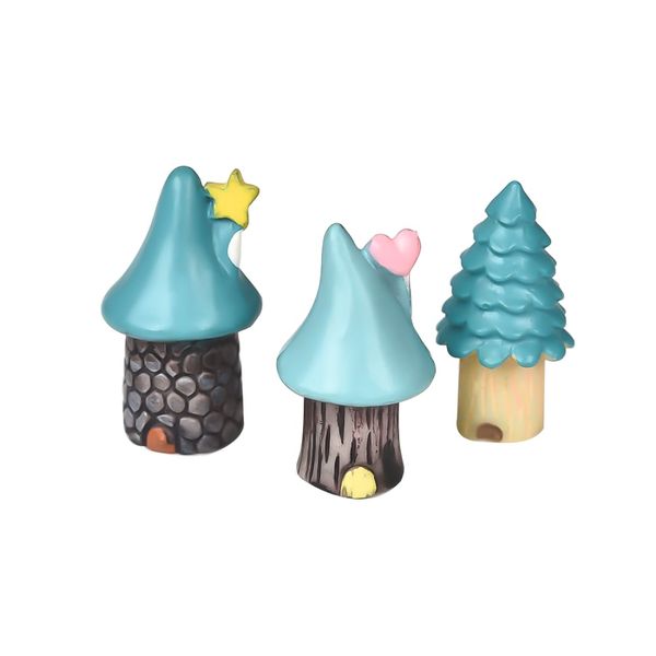 

3pcs/set cute cartoon red mushroom house 3 types diy resin fairy garden craft decoration miniature micro gnome terrarium gif