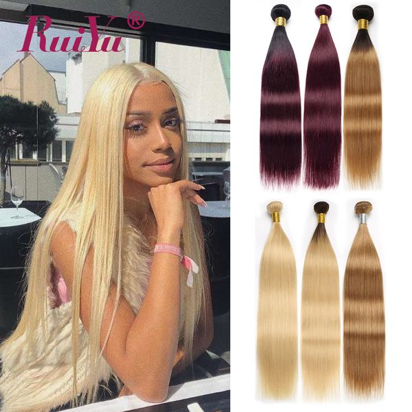 

бразильские пряди пряди волос t1b / 27 / 99j / 613 светло-русые наращивания человеческих волос бордовые пучки ruiyu remy утки для волос, Black