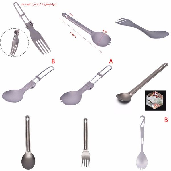 

1pcs titanium spoon titanium fork camping spoon outdoor tableware long-handled