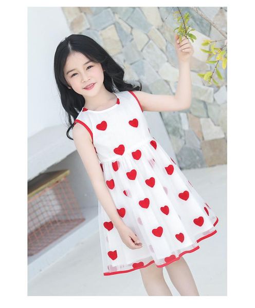 

kids girls' summer dress new fashion mesh dress princess, Red;yellow