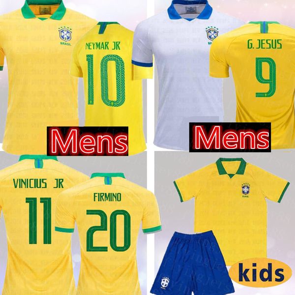 

2020 brazil soccer jersey brasil g.jesus #9 n e y m a r jr #10 p.coutinho marcelo marquinhos firmino football shirt, Black;yellow