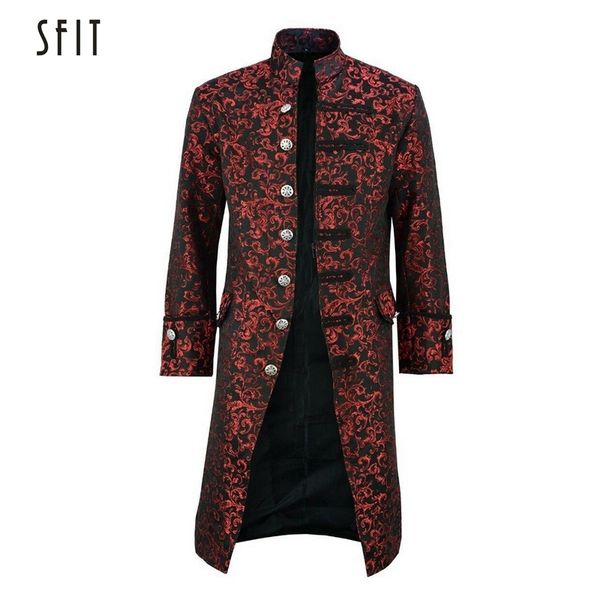 

sfit new mens retro tailcoat goth long steampunk formal gothic victorian frock retro medieval costumes tailcoat steampunk jacket, Black;brown