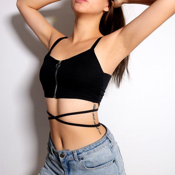 

yyxz summer fashion cute slim solid color sml backless thin fabric woman casual short cotton camis lady skinny crop top, White
