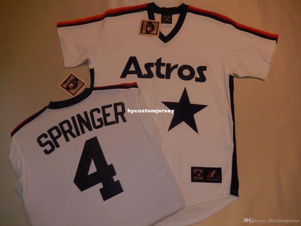 

custom mens majestic houston #4 george springer "throwback" baseball jersey mens stitched jerseys big and tall size xs-6xl for sal, Black;blue