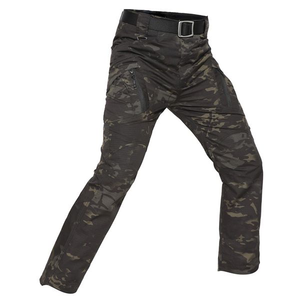 

s-5xl tactical camouflage pants men casual combat cargo pants army waterproof ripsmulti pockets trousers plus size, Black