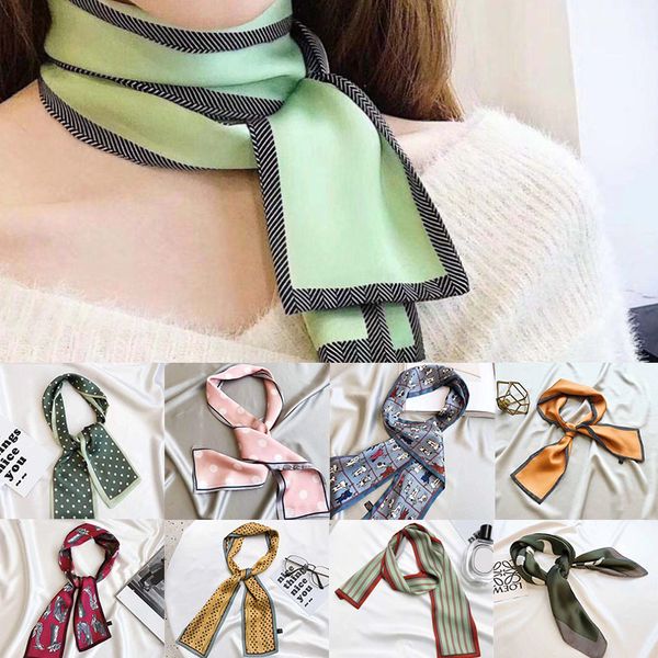 

long small square scarf women wild bag decorative scarf girls headband wristband group professional dress scarves birthday gift, Blue;gray