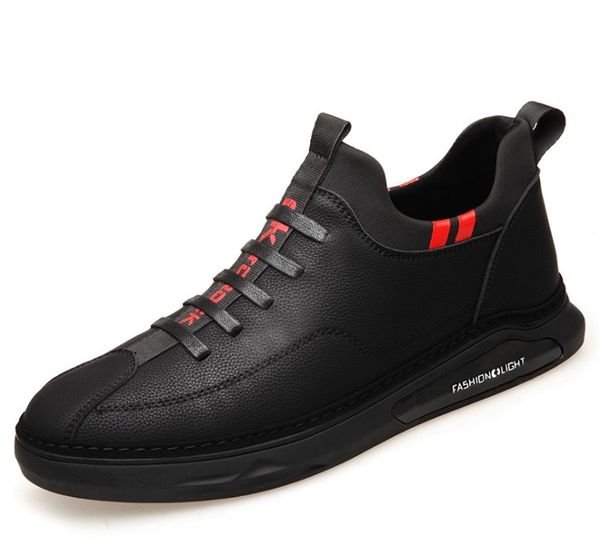 

new men casual shoes outdoor comfortable pu leather driving loafer fashion male flat sneakers shoes, Black