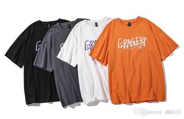 

summer new creative letter printed short-sleeved t-shirt boys tide brand loose wild half-sleeved shirt, White;black