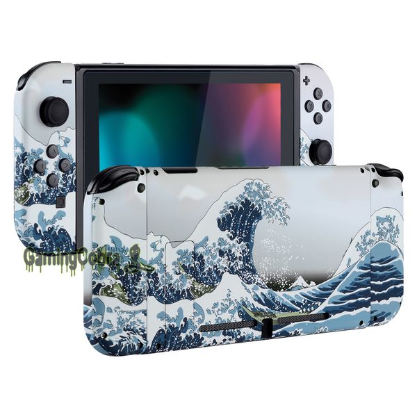 

custom patterned soft touch grip console back plate, controller housing shell with full set buttons for nintendo switch