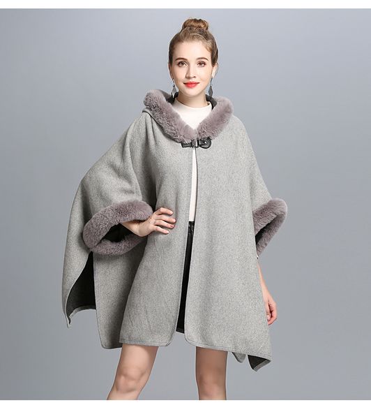 

2020 траншею пальто женщин потерять с капюшоном вязаный кардиган платок вязаная шаль накидка пальто женщина зимняя куртка пончо фуфайки одеж, Black