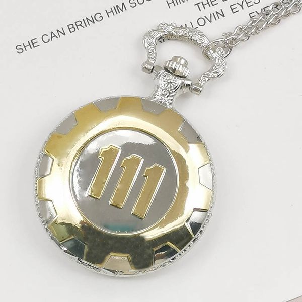 

gold silver carving 111 number dial quartz pocket watch men women unique fashion fob watch for watches with chain, Slivery;golden