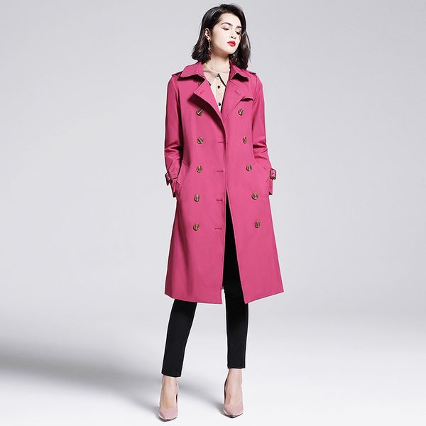 

autumn new high fashion brand woman classic double breasted trench coat waterproof raincoat business outerwear, Tan;black