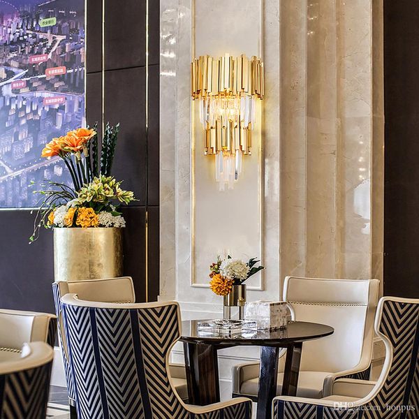 

европейский придел коридор настенный светильник простой европейской спальни инжиниринговая отель гостиной лестница из нержавеющей стали деко