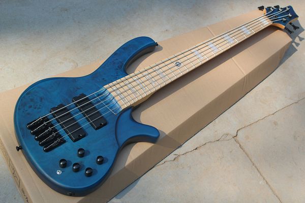 

factory custom 5 strings blue electric bass guitar,black hardwares,maple fingerboard,white pearl fret inlay,offer customized