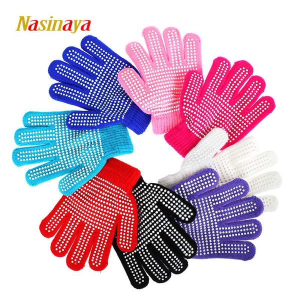 

nasinaya figure skating gloves for kids girl magic knitted mittens elastics warm fleece ice skating snow protect hands 2