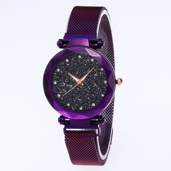 

6 color watch women starry sky fashion casual magnet stone ladies watch magnet milan strap female quartz, Slivery;brown