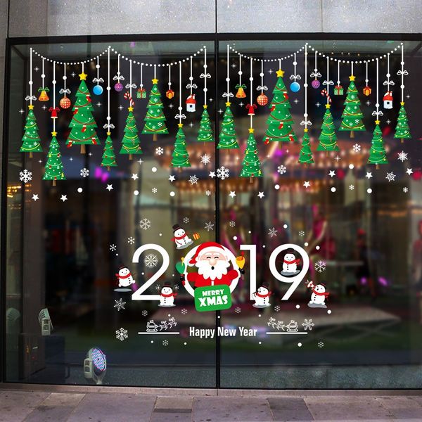 

christmas tree window decoration storefront glass door sticker xh6255
