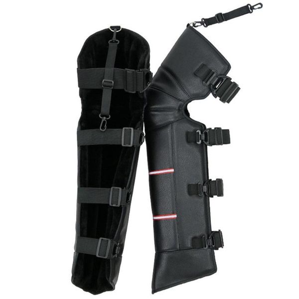 

motorcycle knee pads winter warm thickened fleece lined riding cycling windproof cold-proof extended leg guards