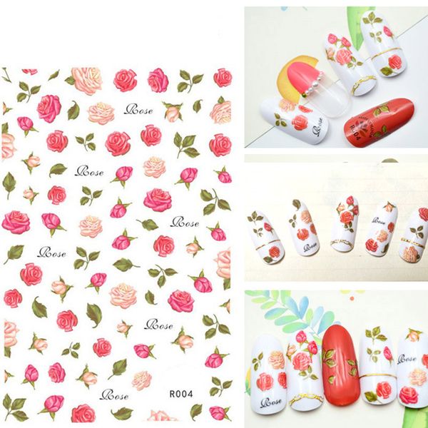 

5 sheet rose flower nail art 3d charm manicure stickers decals tip decor diy nails accessories cj666, Black