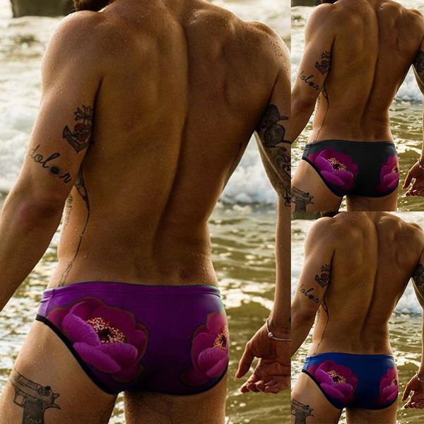 

men swim briefs flowers printed breathable elastic cotton beach trunks swimwear swimsuit bathing suits man swimming suit