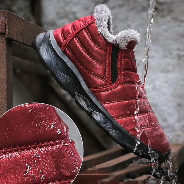 

times new roman snow boots men waterproof winter boots with fur casual warm shoes slip-resistant men plus size, Black