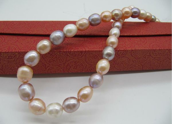 

new fine pearl jewelry stunning genuine natural 12-10mm multi-color baroque southsea pearl necklace 18"14k, Silver