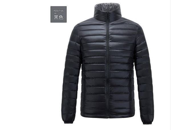 

light down men's short 20222 new autumn and winter fashion brand handsome hooded slim men's coat, Black