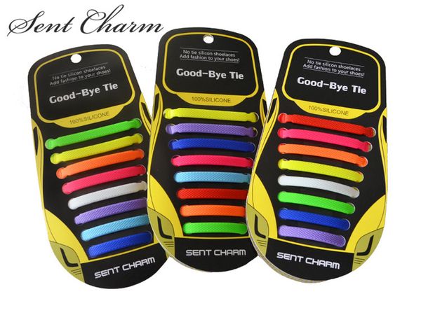 

sentcharm 16pcs/set lazy elastic no tie shoelaces tying silicone shoelace easy shoe laces wholesale, Black