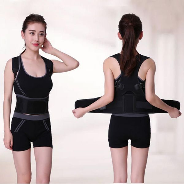 

позвоночник спина корсет коррекция осанки стальные ремни корректор осанки вертикальный пояс поддержки спины эластичные брекеты, Black;blue