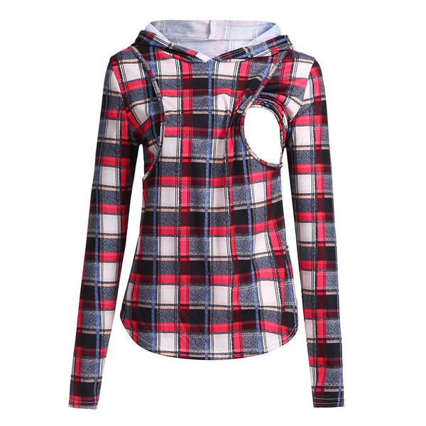 

Women Pullover Breastfeeding Casual Hoodies Sweatsgurts Mom Pregnant Nursing Baby Maternity Plaid Hoodie Tops Blouse Clothes