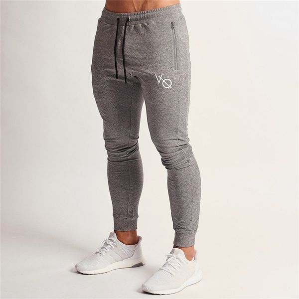

2019 gyms cotton slim fit joggers mens casual active pants, Black
