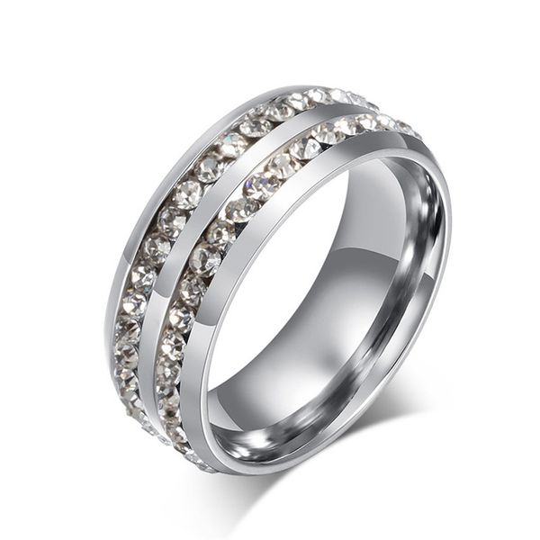 

nhgbft 8 мм широкий двухрядный черный кристалл cz кольцо для женщин кольцо из нержавеющей стали элегантный свадебные украшения дропшиппинг, Slivery;golden