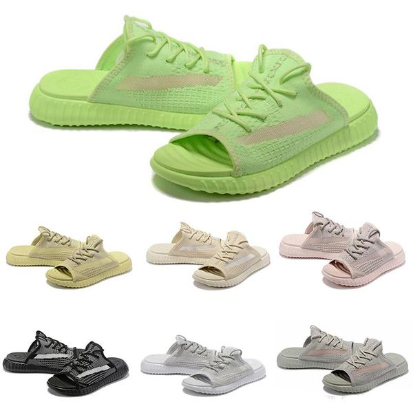 

2020 women fashion flats slides slippers sandals kanye west gid clay black white static mens platform sandals