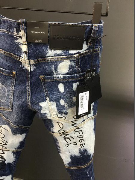 

new arrivals skinny mens dd2-jeans fashion designer slim-leg jeans moto biker causal mens pants hip hop european american version, Blue