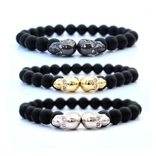 

skull stone beads bracelet pulseras mujer moda 2020 bracciale uomo bracelets for women men accessories jewellery bracciale, Black