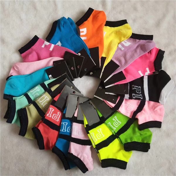 

10 paris pink black ankle socks carboard sports cheerleaders short sock girls women cotton sports socks pink stockings with tags