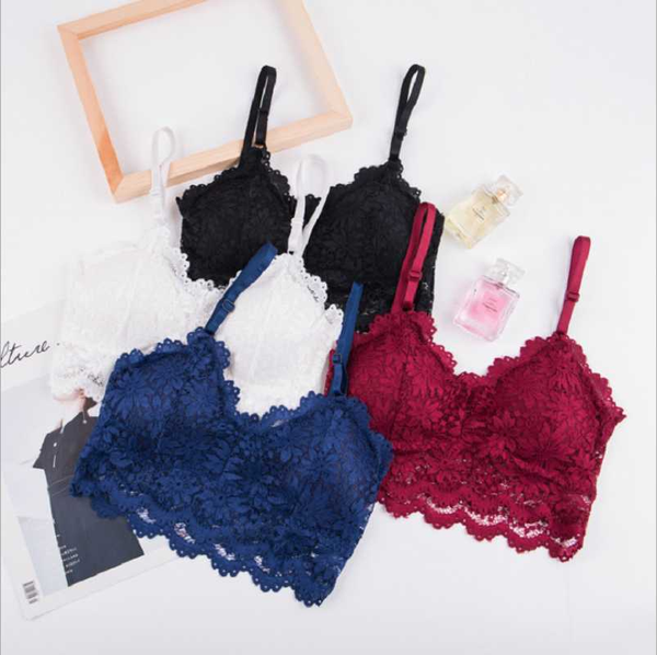 

lace wrap chest lady beauty back strap bra girl vest style underwear woman, Black;white
