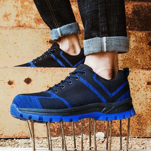 

2019 work boots men protection safety men boots comfortable steel toe male shoes breathable ankle big size 39-48, Black