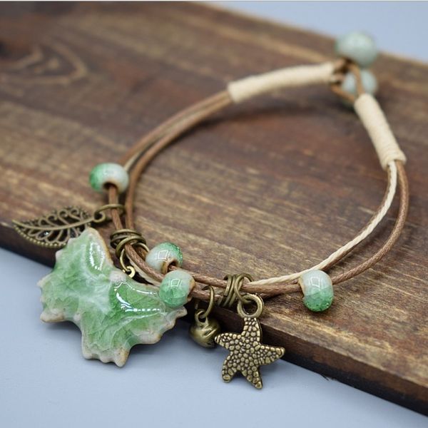 

10pcs/lot trendy ceramic beads bracelets charm bracelet 18 styles for options fashion jewelry model no. ne931-2, Golden;silver