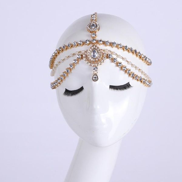 

handmade kundan stones hair chain head chain head jewellery, Golden;white