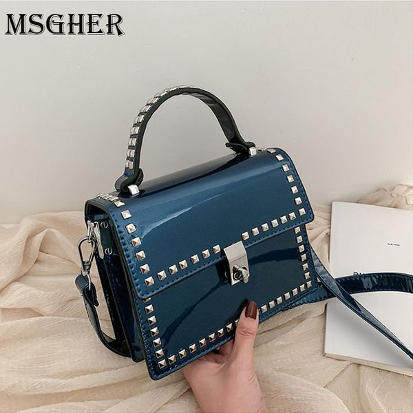 

msgher rivets pu leather crossbody bags for women 2020 fashion shoulder messenger bag female travel handbags and purses