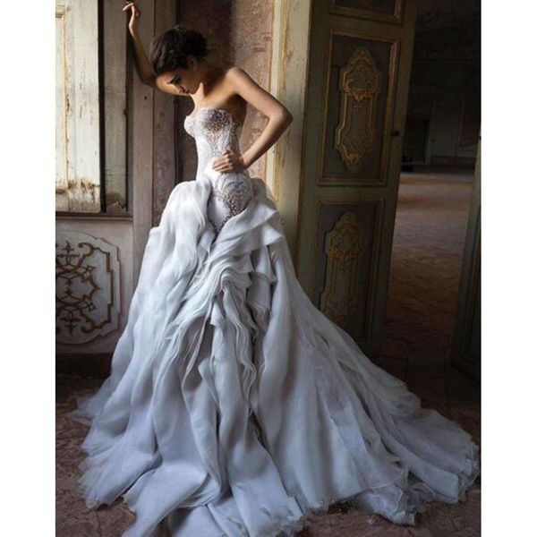 

новые роскошные дизайнерские свадебные платья русалки милая шея рюшами юбка свадебные платья хрустальные бусины иллюзия кружева свадебное пл, White