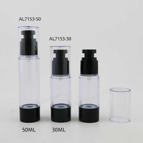 

storage bottles & jars 30 x 30ml 50ml rebillable beauty airless plastic bottle with black pump clear cover 1oz cream containers