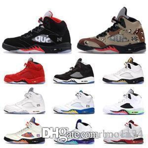 

2019 new 5 5s basketball shoes psg white laney white ice blue michigan 6 desert camo sport sneaker trainers size 7-13