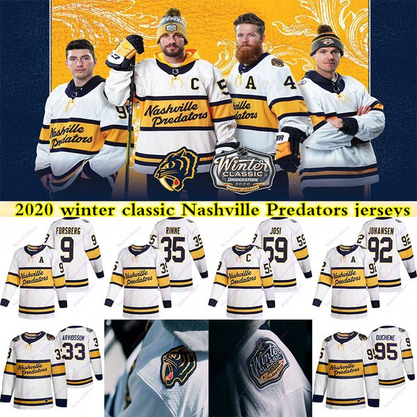 

2020 winter classic nashville predators jerseys 9 filip forsberg 95 matt duchene 35 pekka rinne 59 roman josi 33 arvidsson hockey jersey, Black;red