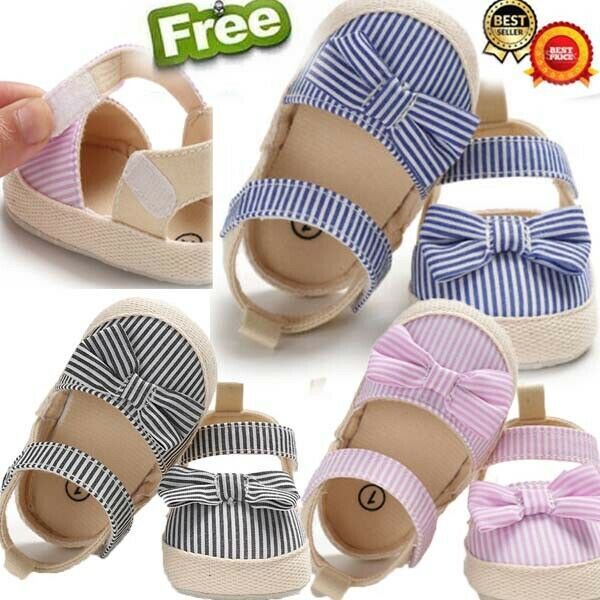 

pudcoco children summer shoes newborn infant baby girl boy soft crib shoes infants anti-slip sneaker striped bow prewalker 0-18m