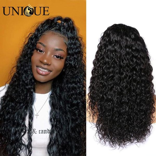 

парик фронта волна воды шнурка человеческих волос curly 13x6 deep часть 13x4 волна воды фронта шнурка человеческих волос парики для чернокож, Black;brown
