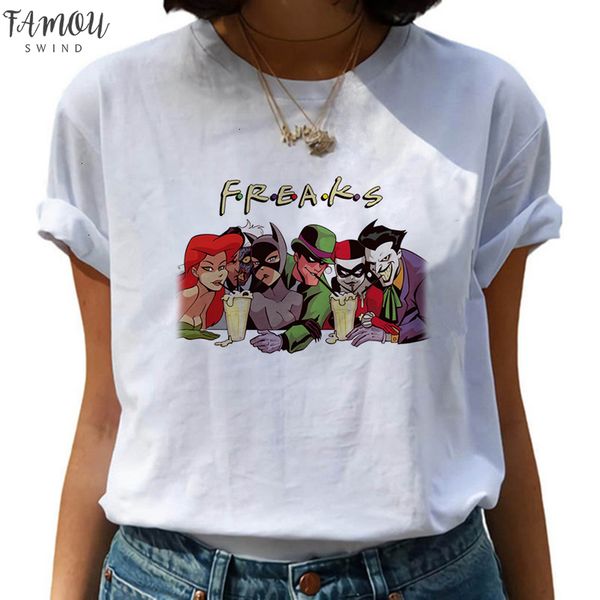 

female funny joker t shirt women joaquin phoenix harajuku chucky horror tshirt ulzzang cartoon t shirt graphic fashion tee, White